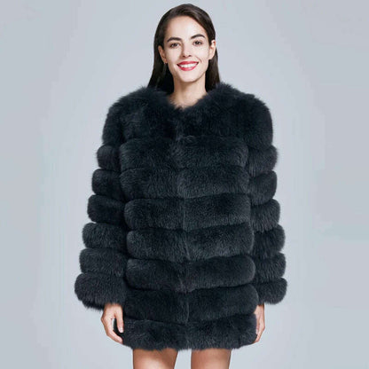 ZIRUNKING Real Blue Fox Fur Coat Women Natural Thick Long Overcoat  Winter Warm High Quality Classic Fashion Clothes ZC1726