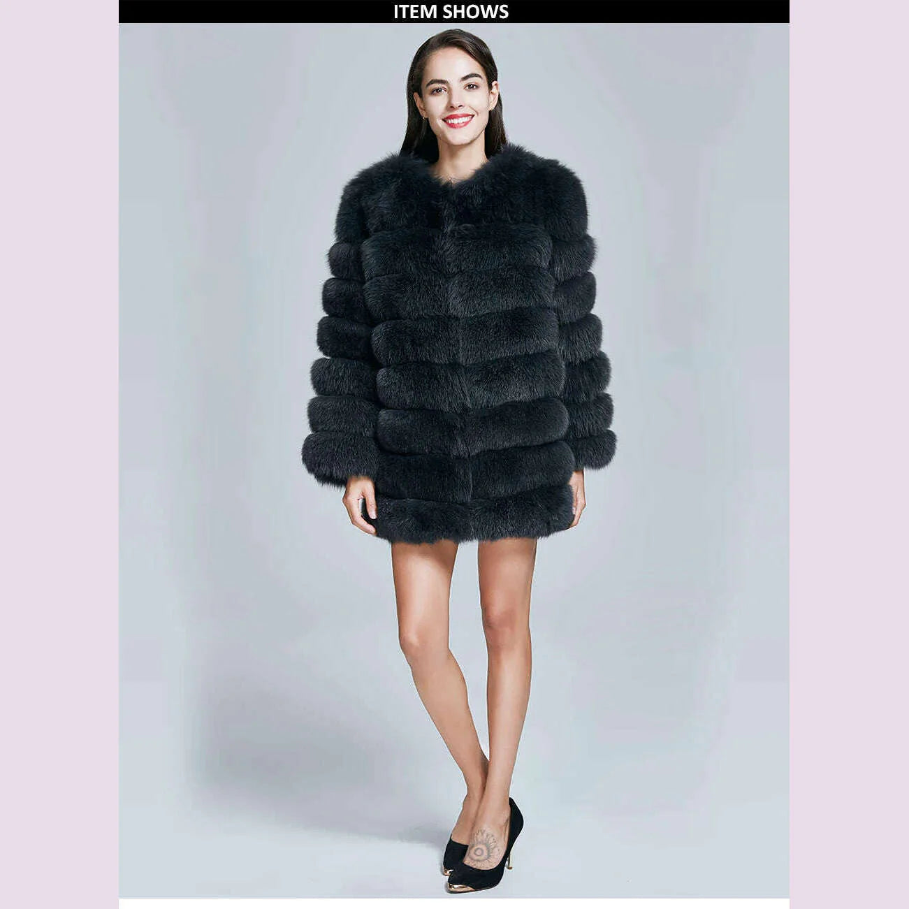 ZIRUNKING Real Blue Fox Fur Coat Women Natural Thick Long Overcoat  Winter Warm High Quality Classic Fashion Clothes ZC1726