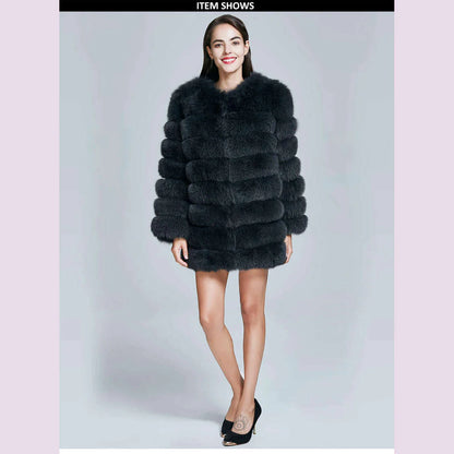 ZIRUNKING Real Blue Fox Fur Coat Women Natural Thick Long Overcoat  Winter Warm High Quality Classic Fashion Clothes ZC1726
